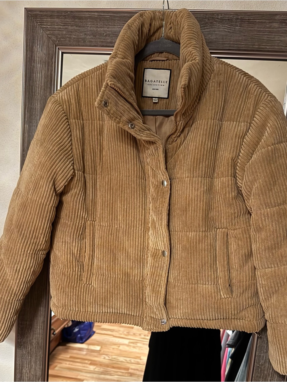 bagatelle Corduroy Puffer Jacket in Tan